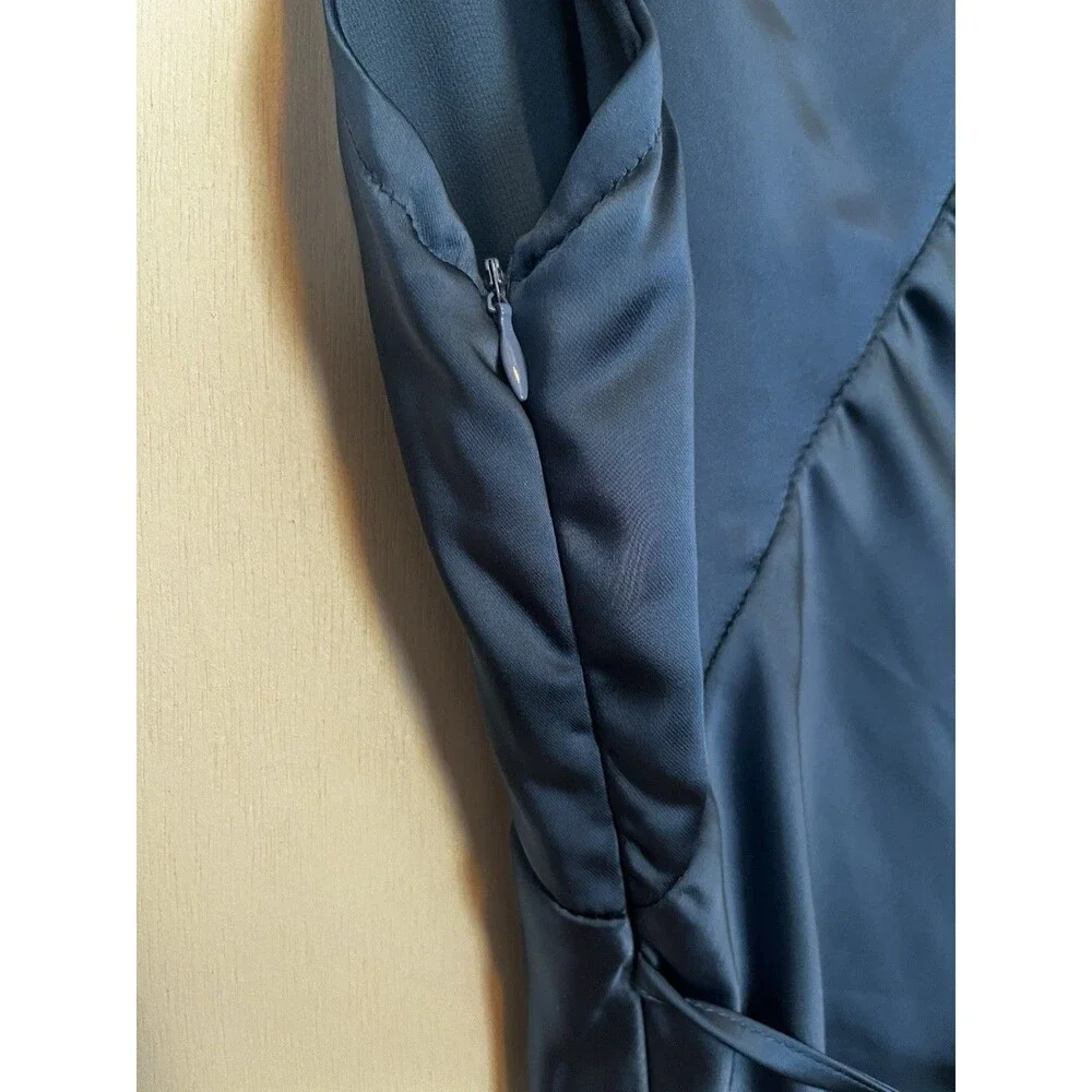 Princess Polly Blue Satin Slip Dress with Lace Trim Size 4